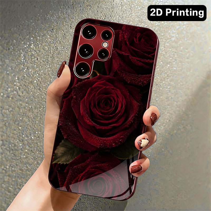 Glass phone case with dark red - Samsung Galaxy S24 review and price